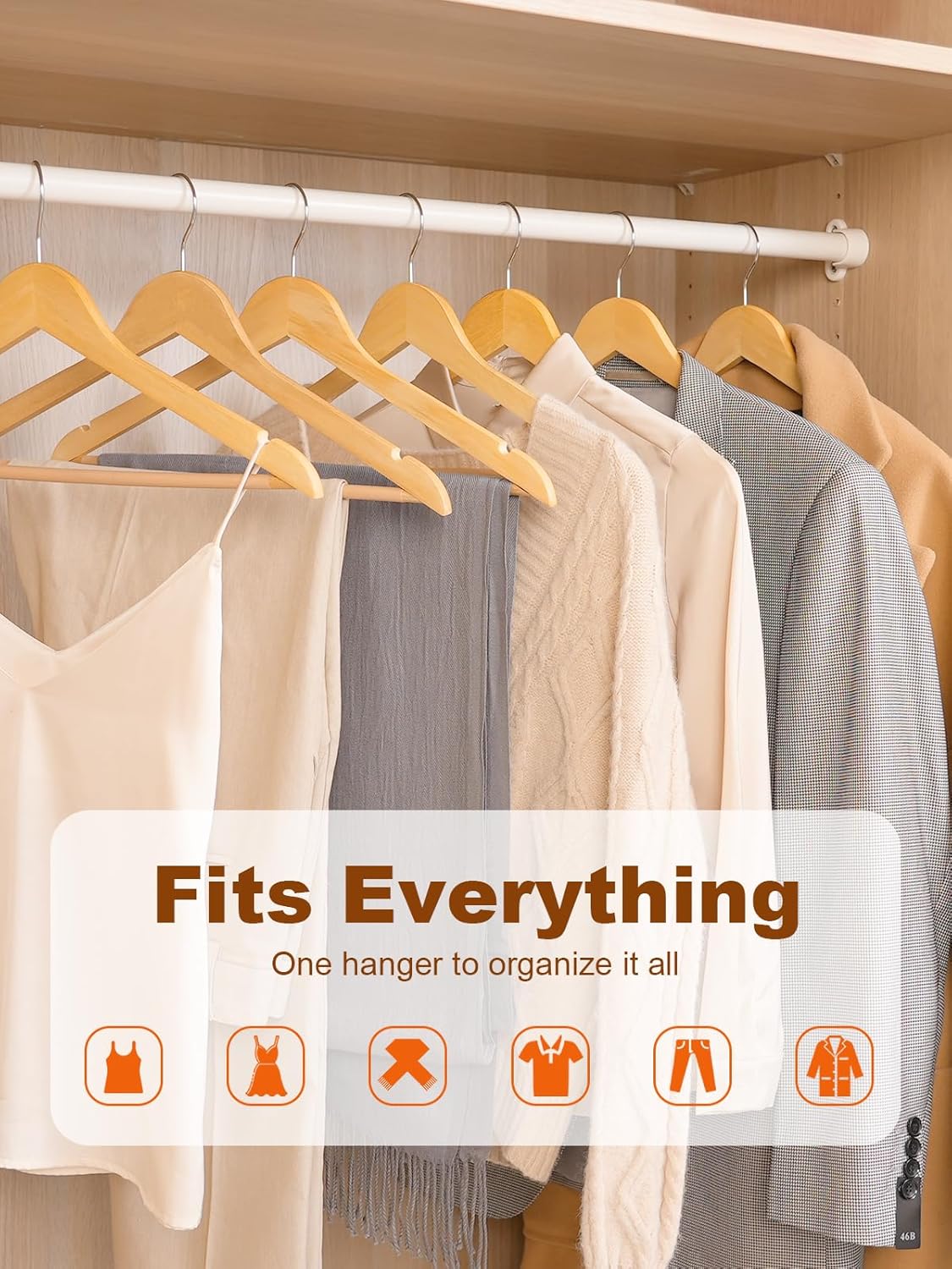 HOUSE DAY Natural Premium Wooden Hangers 20 Pack