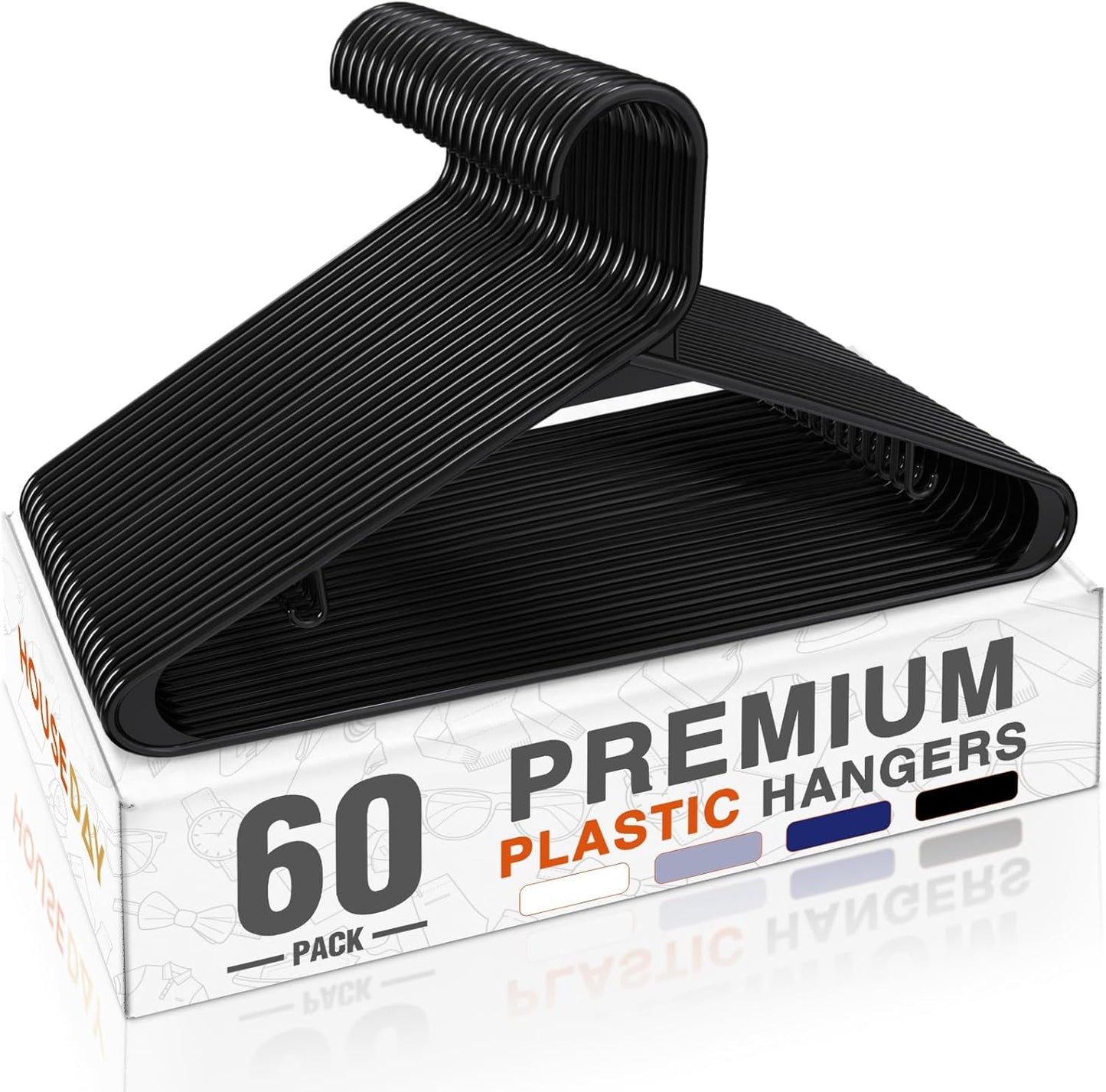 HOUSE DAY 16.5x9.3 Inch Plastic Hangers 60 Pack