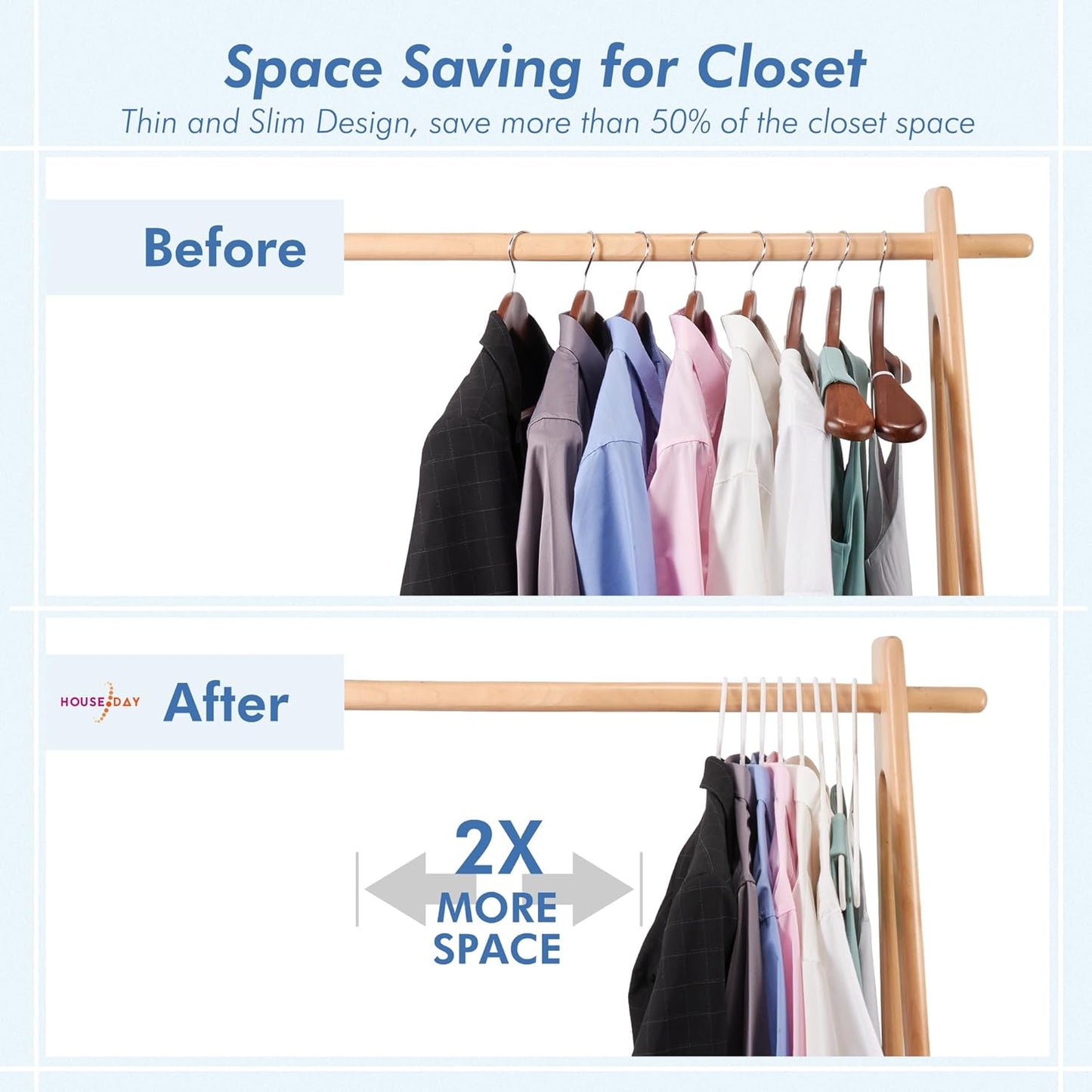 HOUSE DAY White Plastic Hangers 60 pack