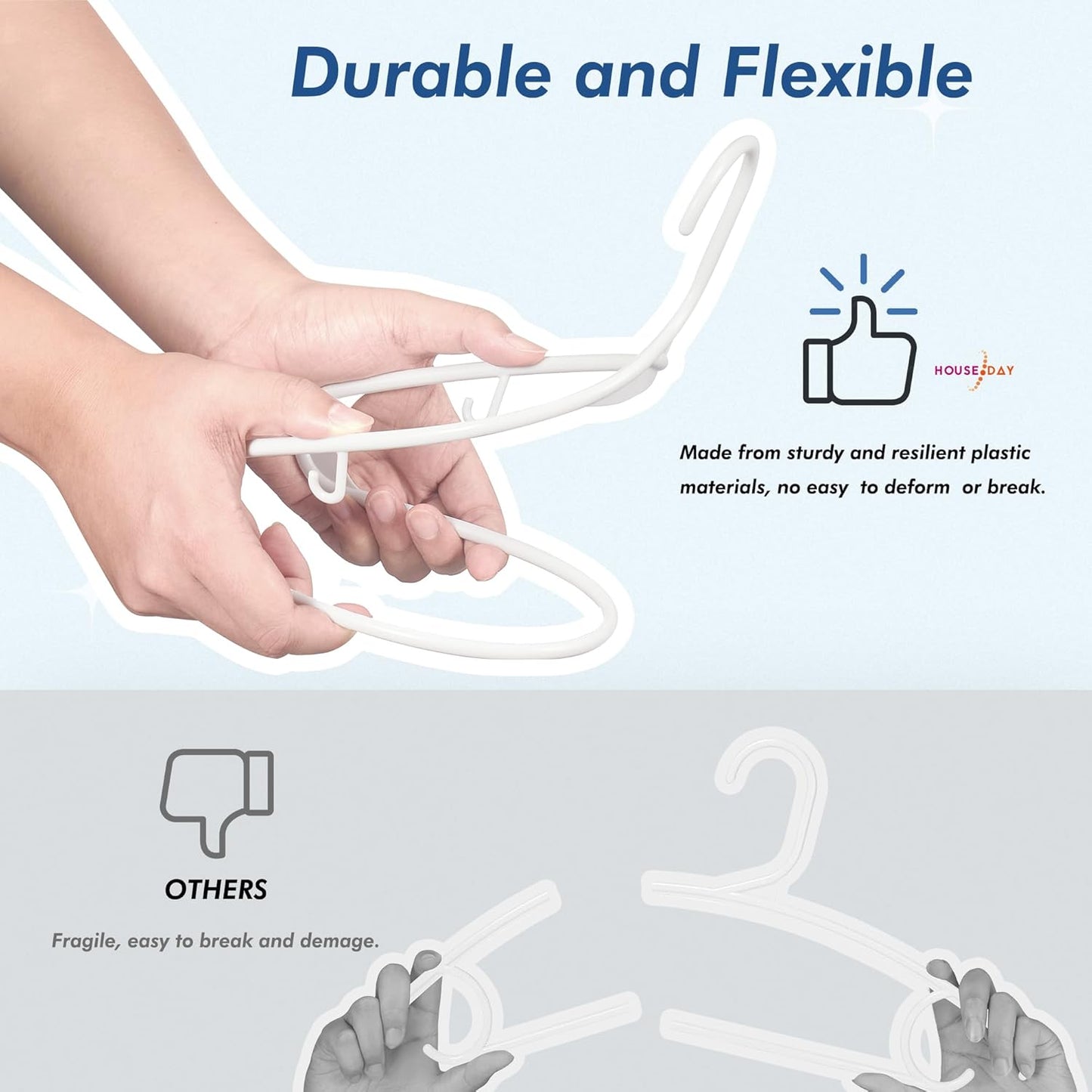 HOUSE DAY White Plastic Hangers 60 pack