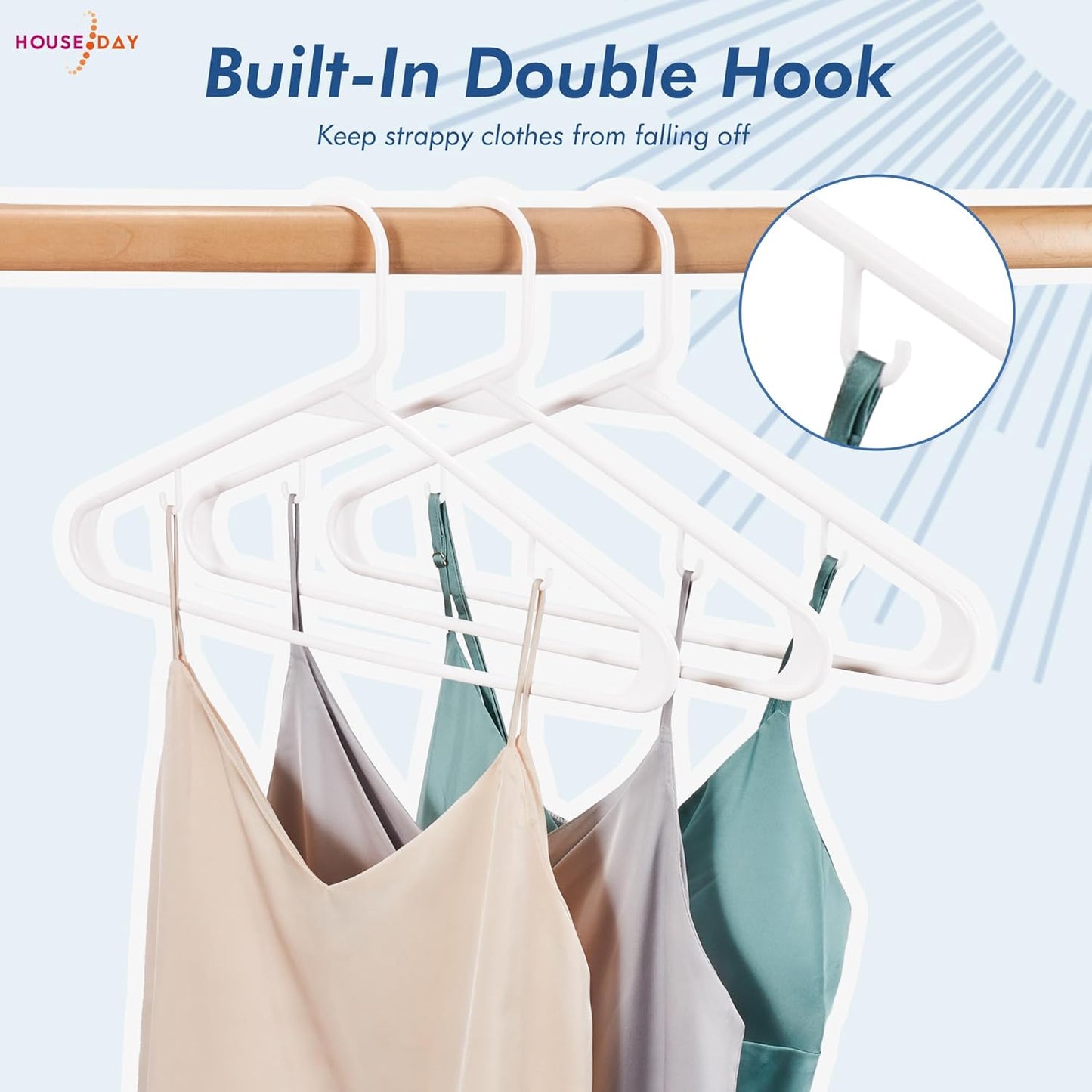 HOUSE DAY White Plastic Hangers 60 pack