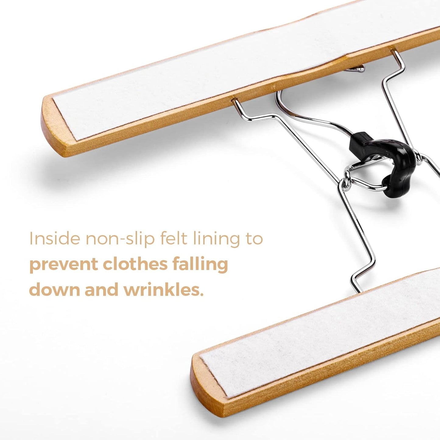 HOUSE DAY Wooden Pants Hangers 10 Pack Non Slip Skirt Jeans Hanger with 360° Swivel Hook