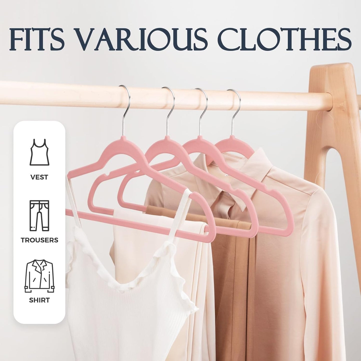 HOUSE DAY Pink Velvet Hangers 60 Pack