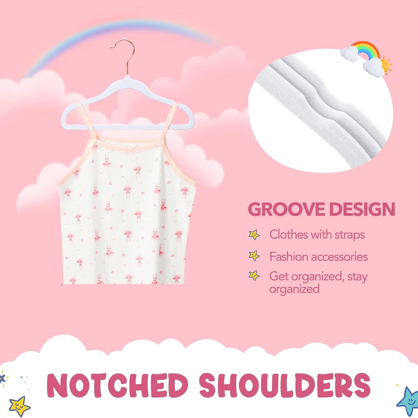 HOUSE DAY 11.8 Inch Velvet Baby Toddler Hangers 60 Pack White