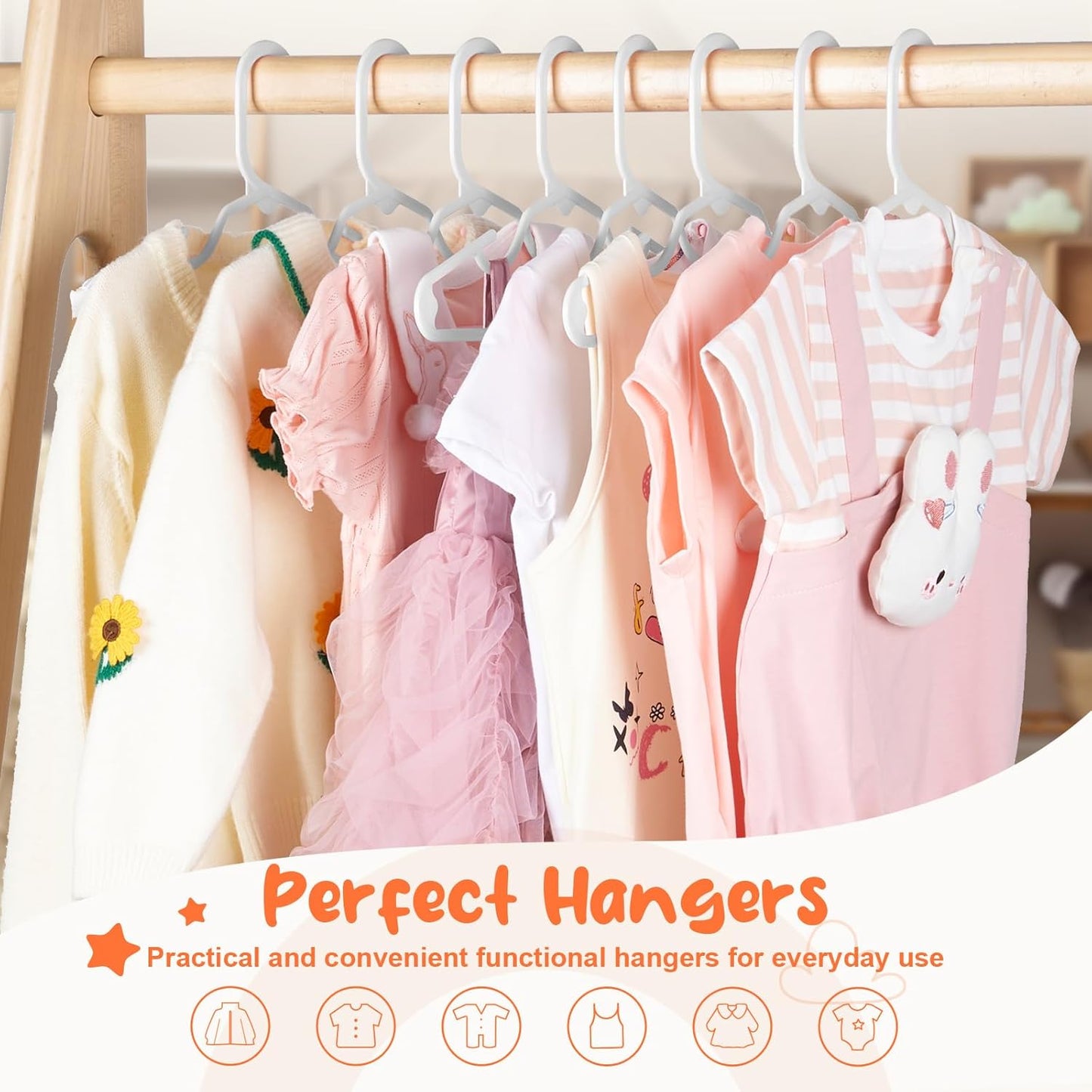 HOUSE DAY 11 Inch Non-Slip Durable Plastic Baby and Kids Hangers
