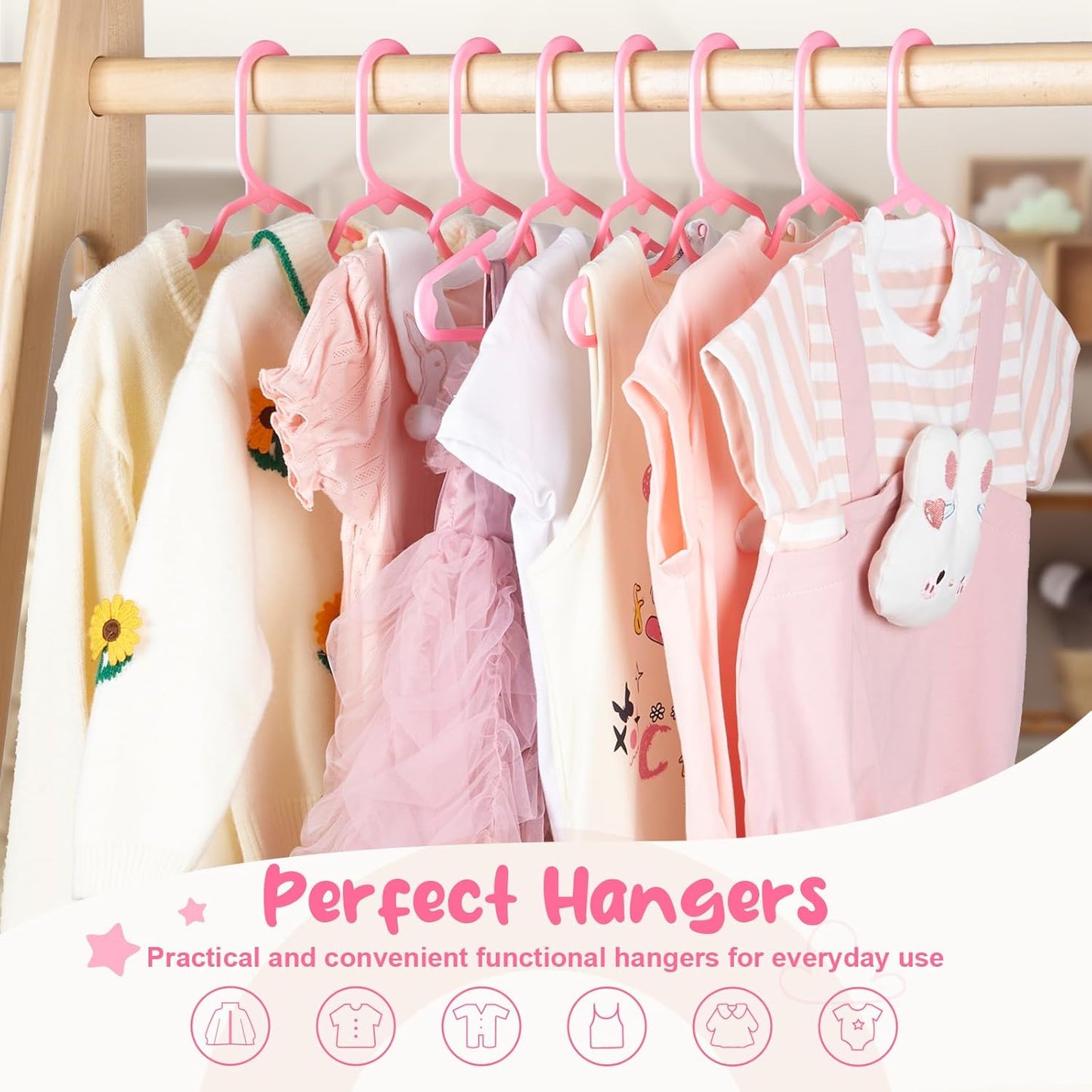 HOUSE DAY 11 Inch Non-Slip Durable Plastic Baby and Kids Hangers