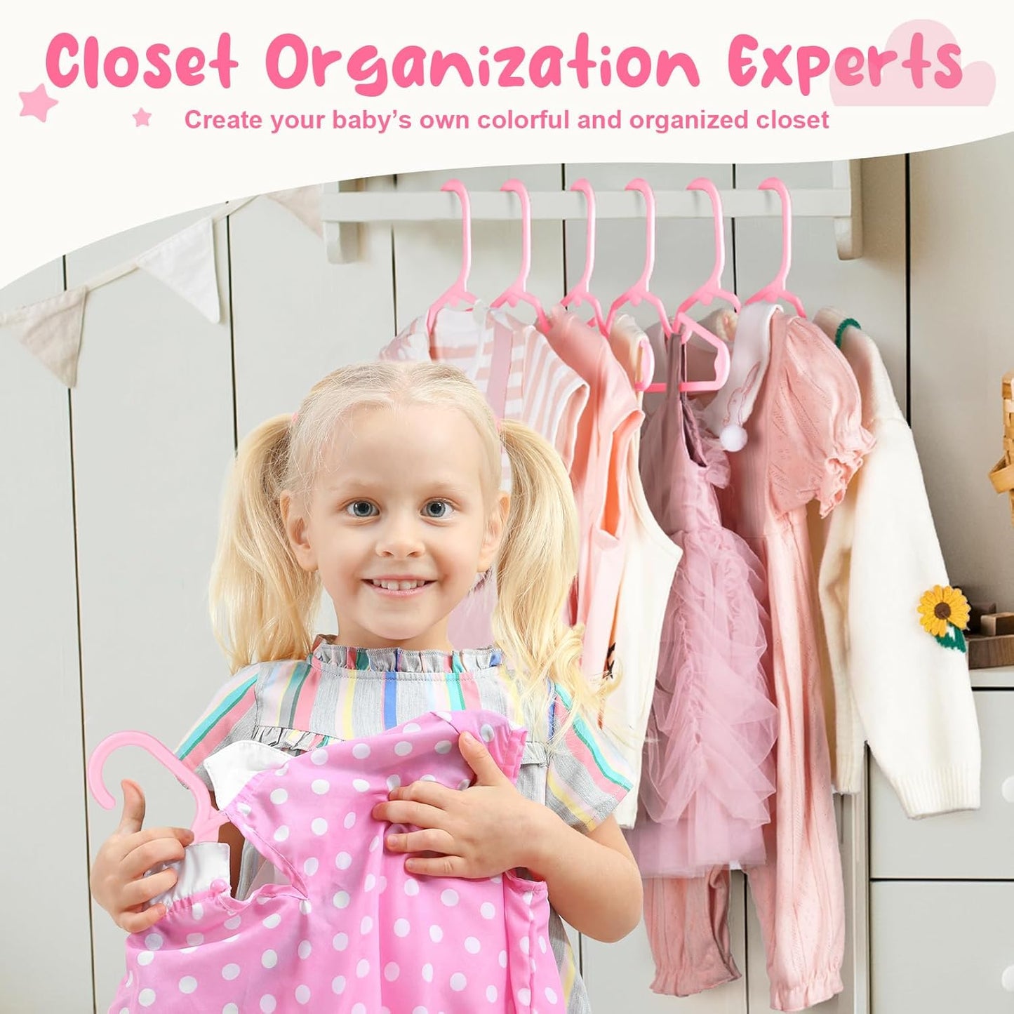 HOUSE DAY 11 Inch Non-Slip Durable Plastic Baby and Kids Hangers