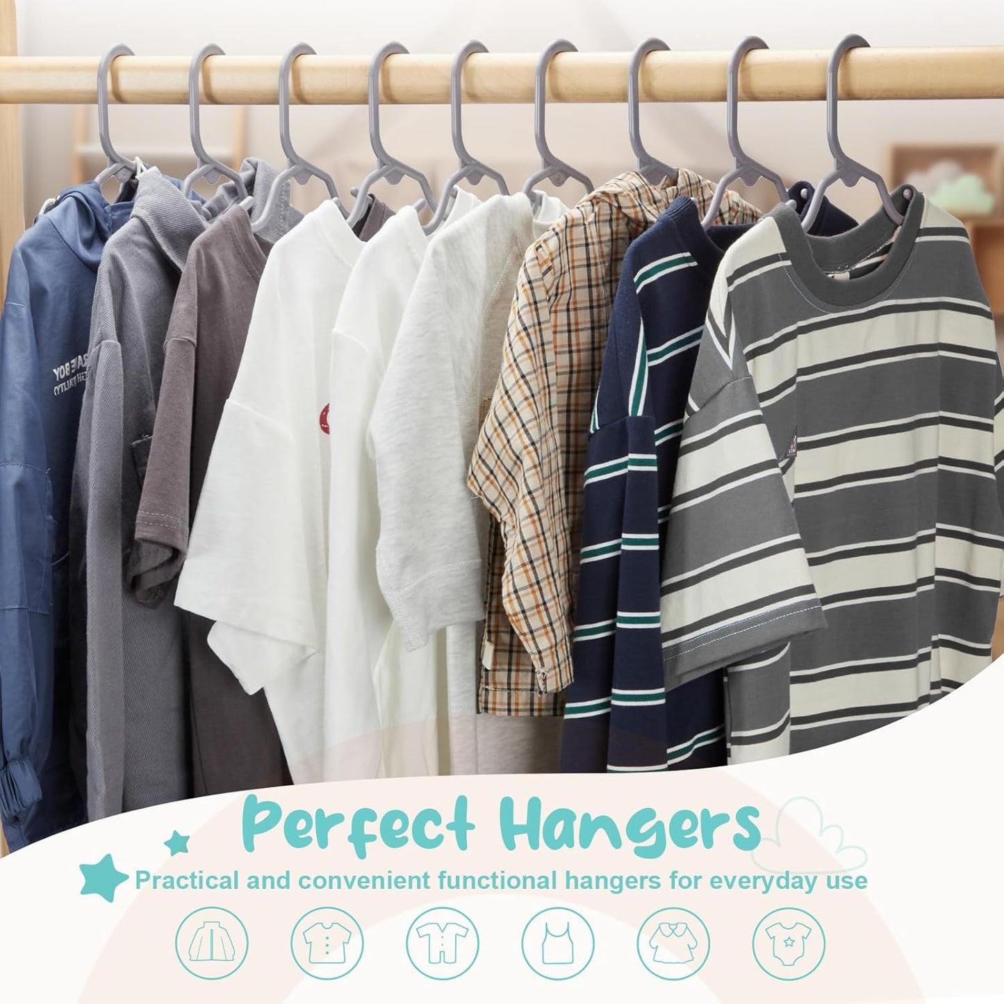 HOUSE DAY 11 Inch Non-Slip Durable Plastic Baby and Kids Hangers