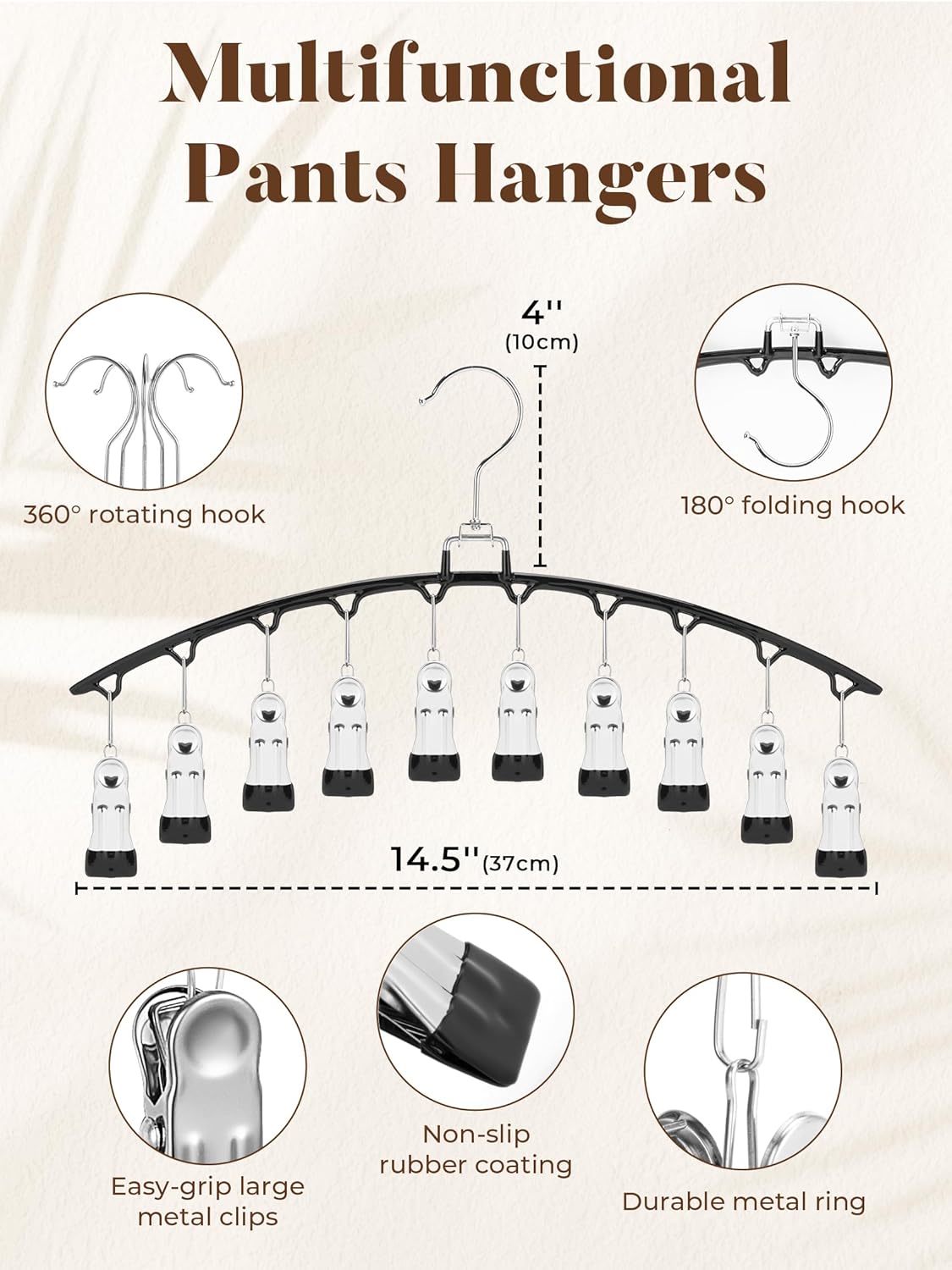 HOUSE DAY Legging Organizer, Metal Yoga Pants Hanger 2 Pack w/10 Clips