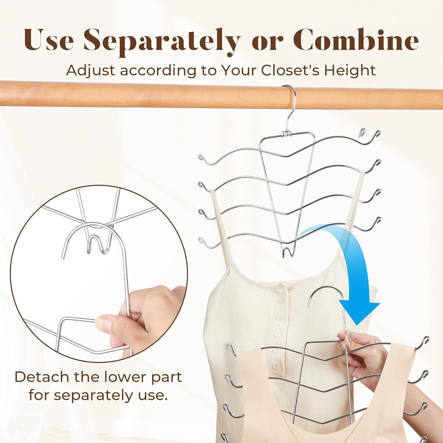 HOUSE DAY Multi-Use Bra Organizer Metal Hanger for Closet Storage 2 Pack
