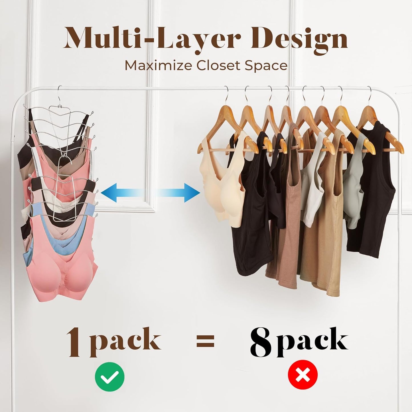 HOUSE DAY Multi-Use Bra Organizer Metal Hanger for Closet Storage 2 Pack