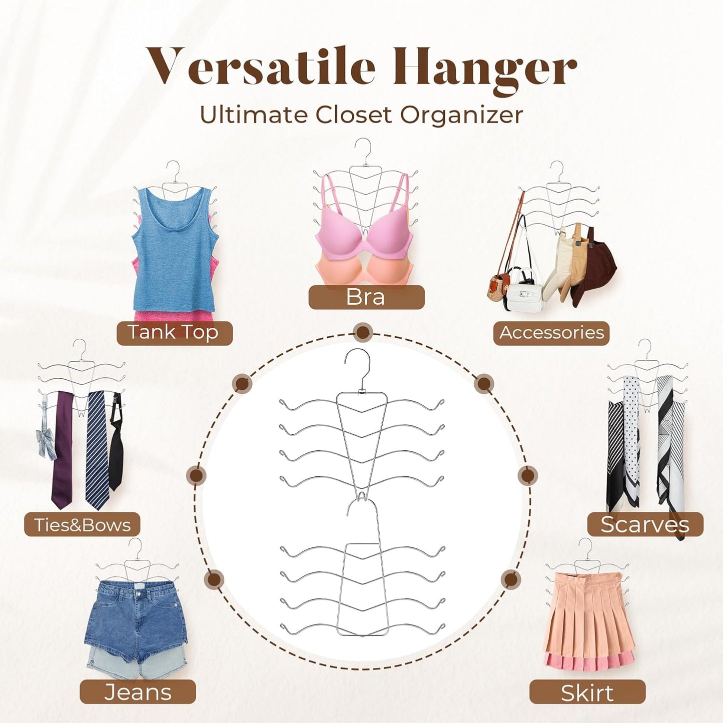 HOUSE DAY Multi-Use Bra Organizer Metal Hanger for Closet Storage 2 Pack