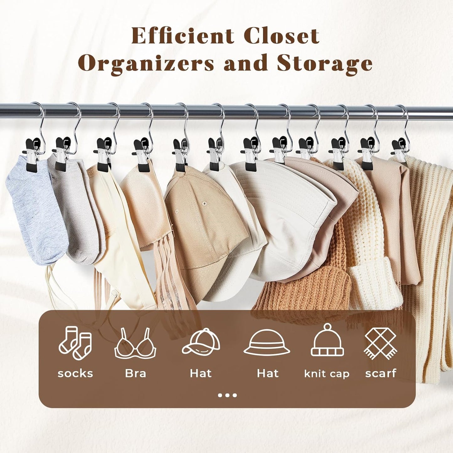 HOUSE DAY Legging Hanger Organizer with Rubber-Coated Clips for Yoga Pants, Workout Sets, Boots, Hats