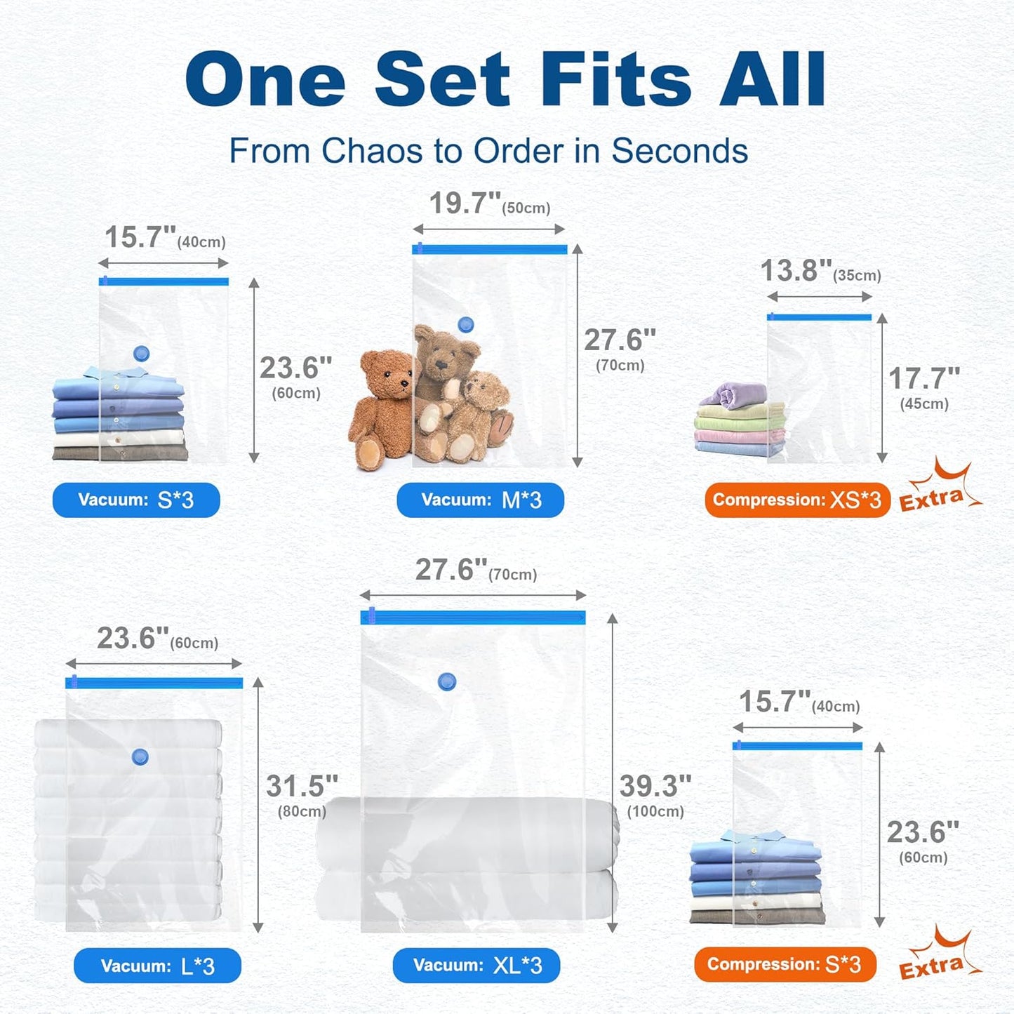 HOUSE DAY Space Saver Vacuum Bags for Travel and Home with Electric Pump 18 Pack