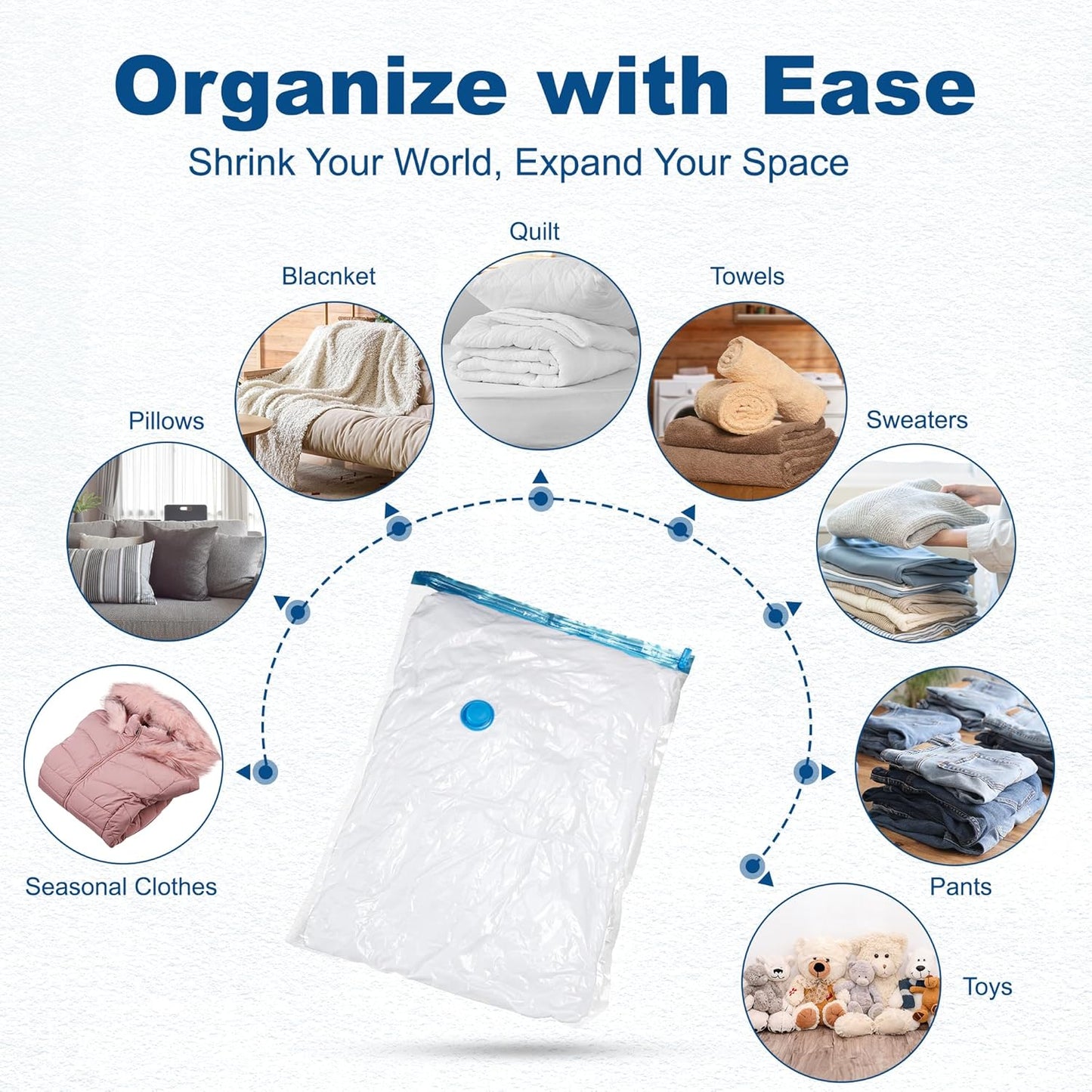 HOUSE DAY Space Saver Vacuum Bags for Travel and Home with Electric Pump 18 Pack