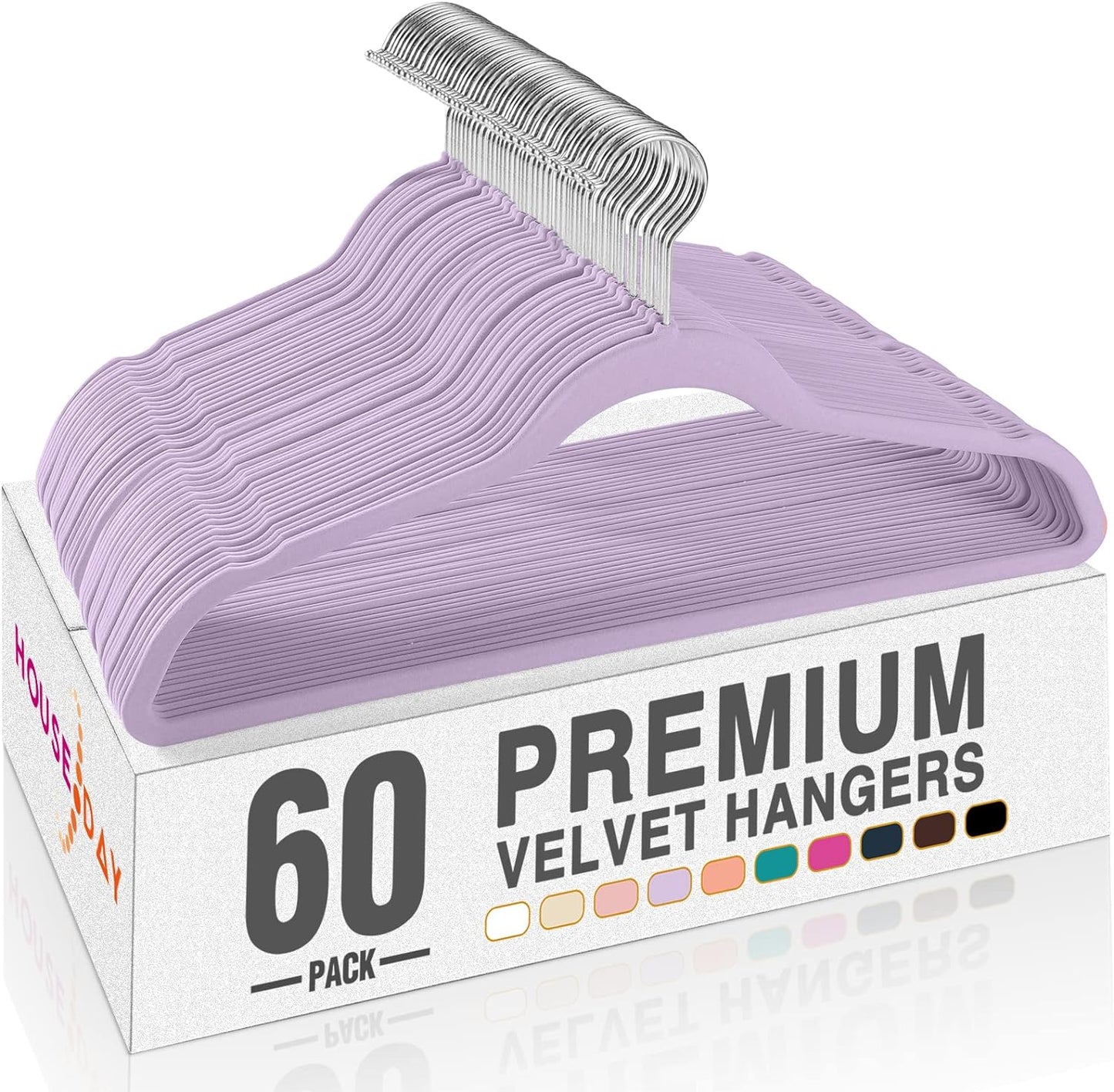 HOUSE DAY Purple Velvet Hangers 60 Pack