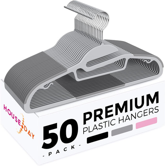 HOUSE DAY 16.3 Inch Heavy Duty Plastic Hangers 50 Pack