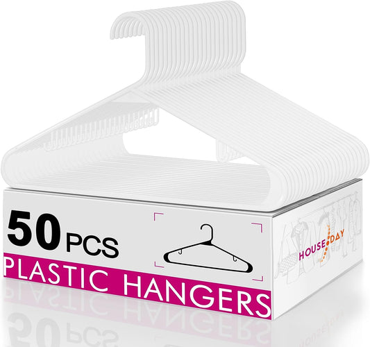 HOUSE DAY 16.5x9.3 Inch Plastic Hangers 50 Pack