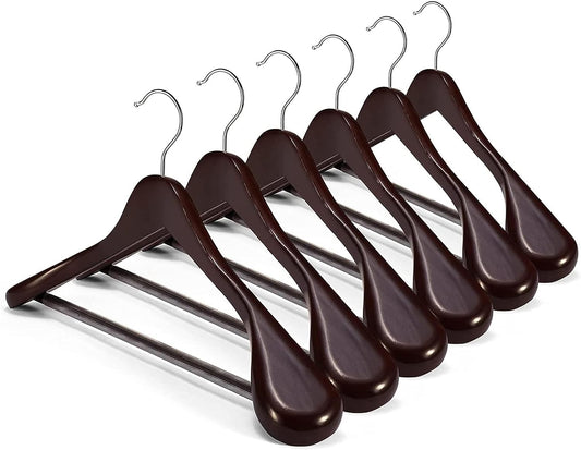 HOUSE DAY 17.7 Inch Solid Wood Coat Hangers Cherry Wood 6 Pack