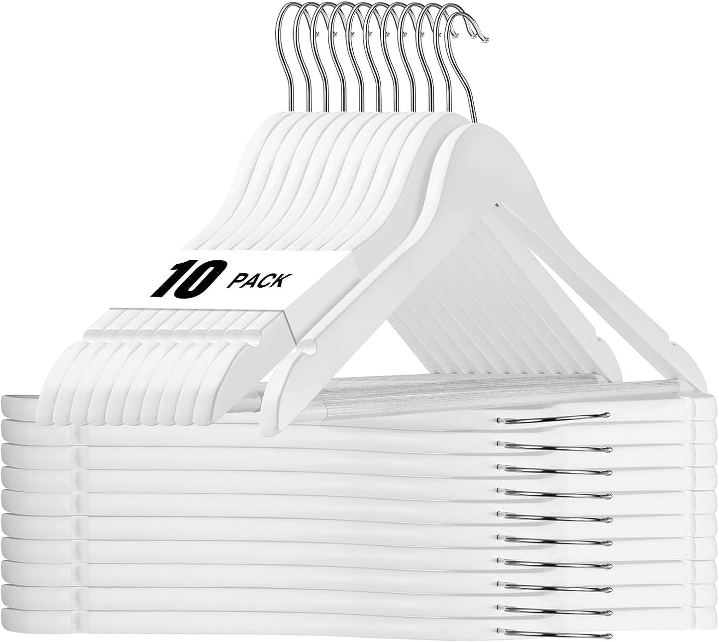 HOUSE DAY 17.7X9 Inch Solid Wood Coat Hangers 10 Pack