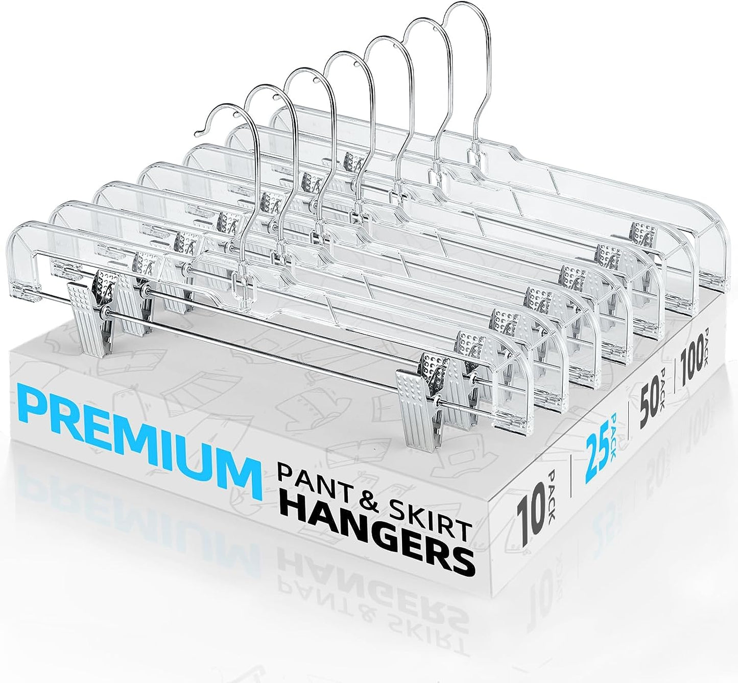 HOUSE DAY Clear Pants Hangers with Clips 25 Pack