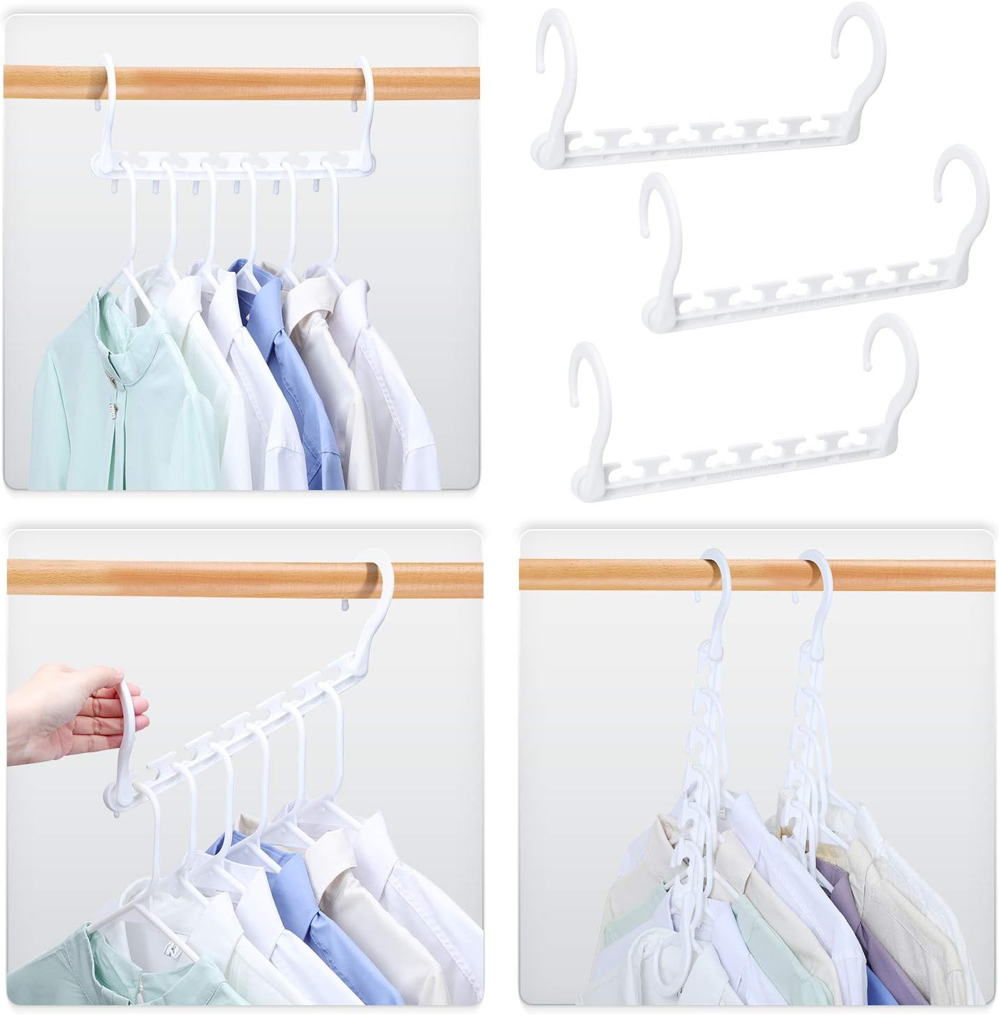 HOUSE DAY 10.6 Inch Sturdy Plastic Space Saving Hangers White 20 Pack