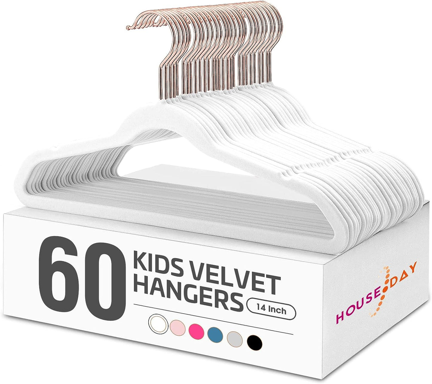 House Day 14 Inch Velvet Kids Hangers 60 Pack