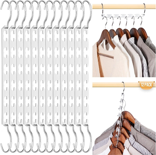 HOUSE DAY 10 Inch Closet Organizers and Storage Space Saving Hangers Silver 12 Pack