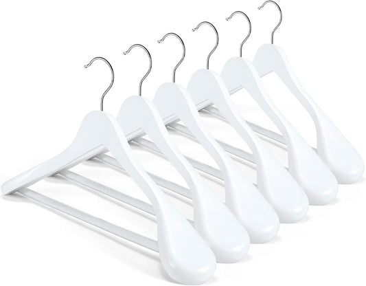 HOUSE DAY 17.7 Inch Solid Wood Coat Hangers 6 Pack
