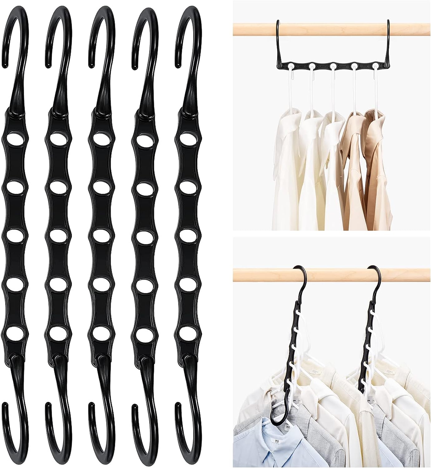 HOUSE DAY 15 Inch Plastic Hangers Space Saving Organizers Black 20 Pack