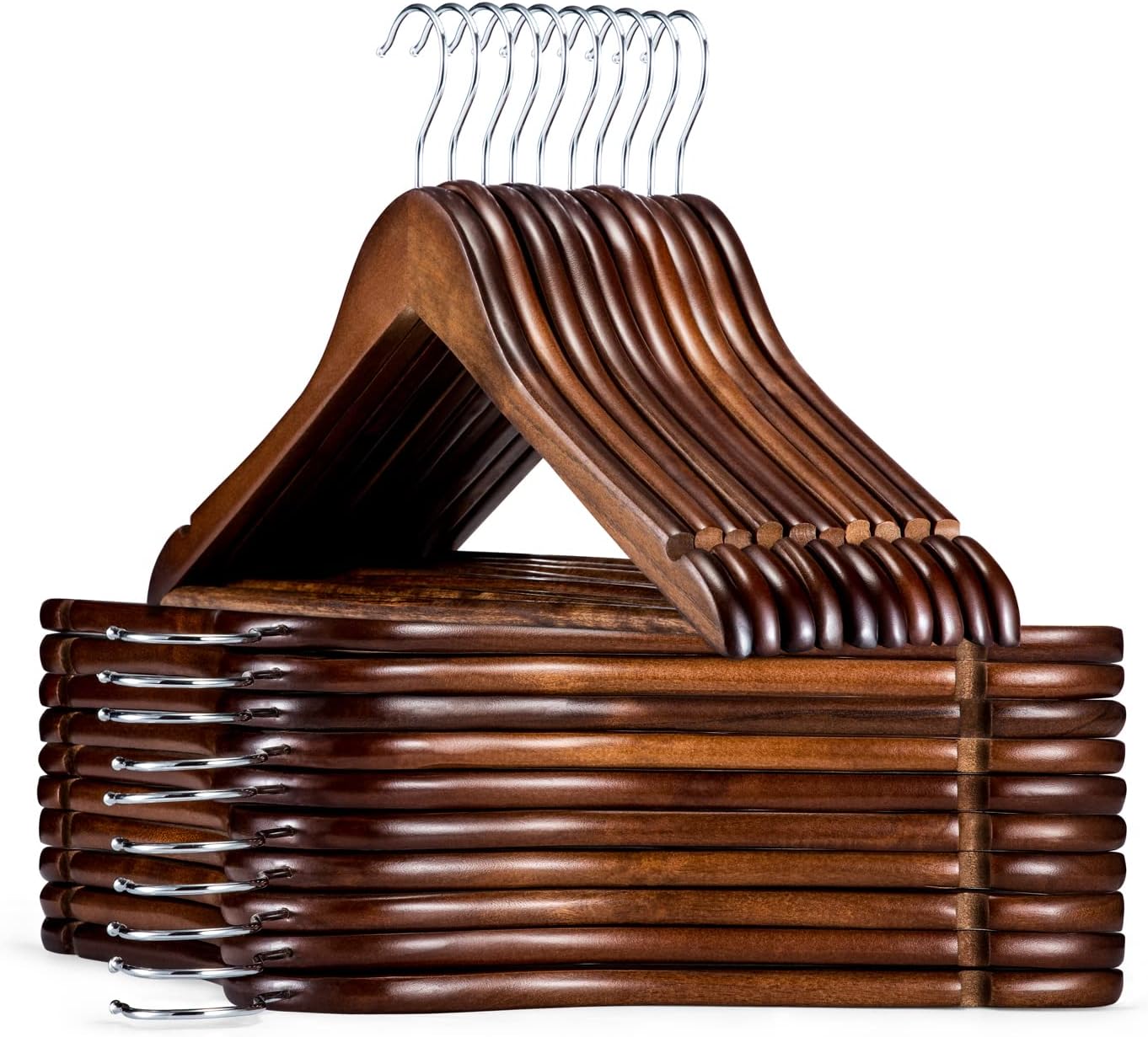 HOUSE DAY Walnut Wooden Hangers 30 Pack