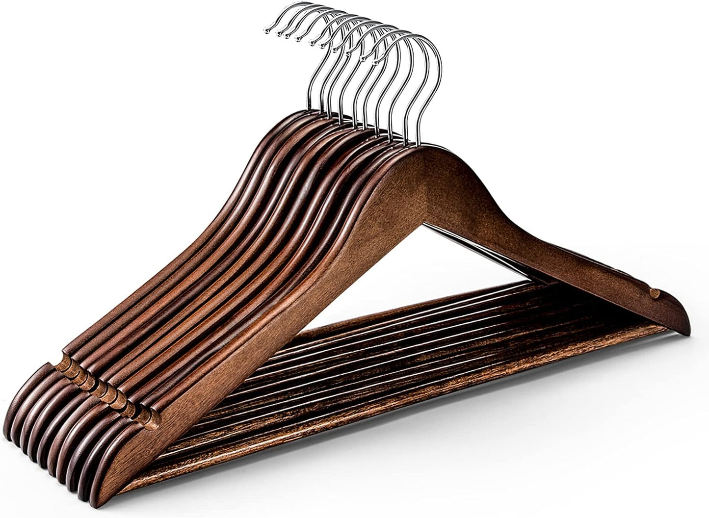 HOUSE DAY Walnut Wooden Hangers 10 Pack