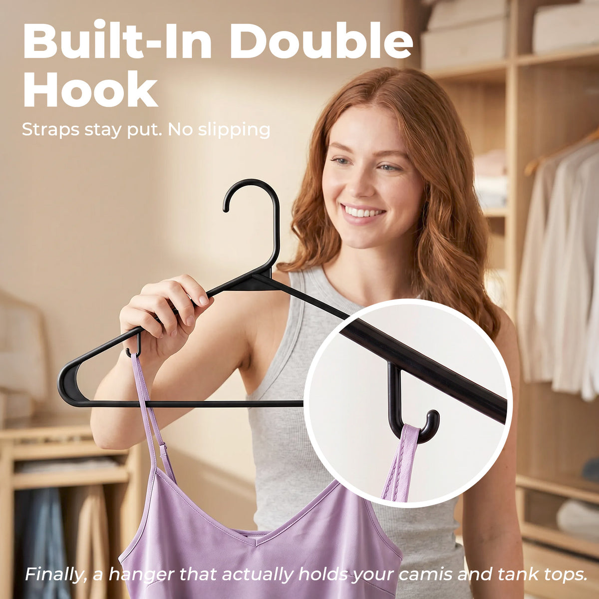 HOUSE DAY Black Plastic Hangers 30 Pack, Slim Space-Saving Clothes