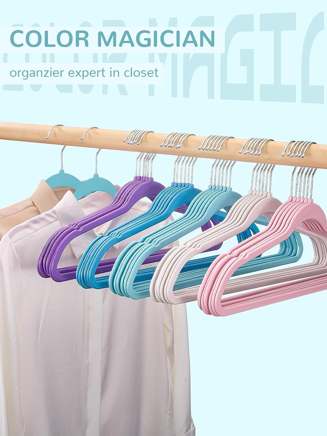 HOUSE DAY 17.5 Inch Plastic Hangers Aqua 20 Pack