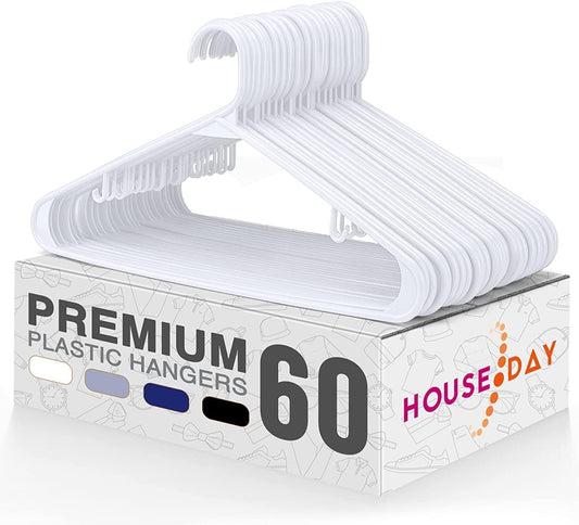 HOUSE DAY White Plastic Hangers 60 pack