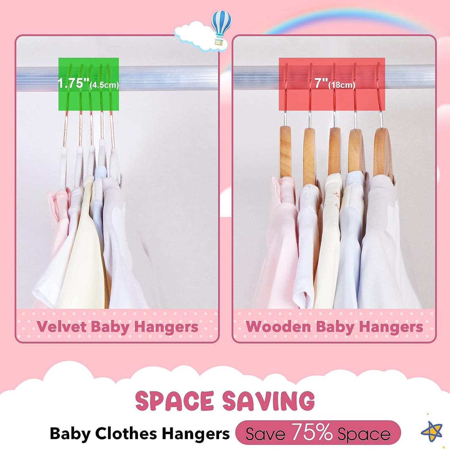 HOUSE DAY 11.8 inch Velvet Baby Hangers White 60 Pack