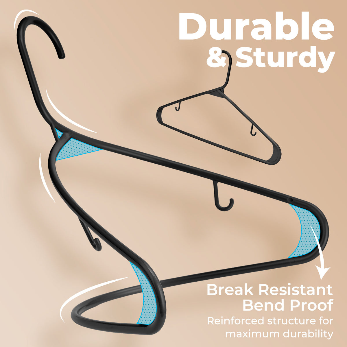 HOUSE DAY Black Plastic Hangers 30 Pack, Slim Space-Saving Clothes