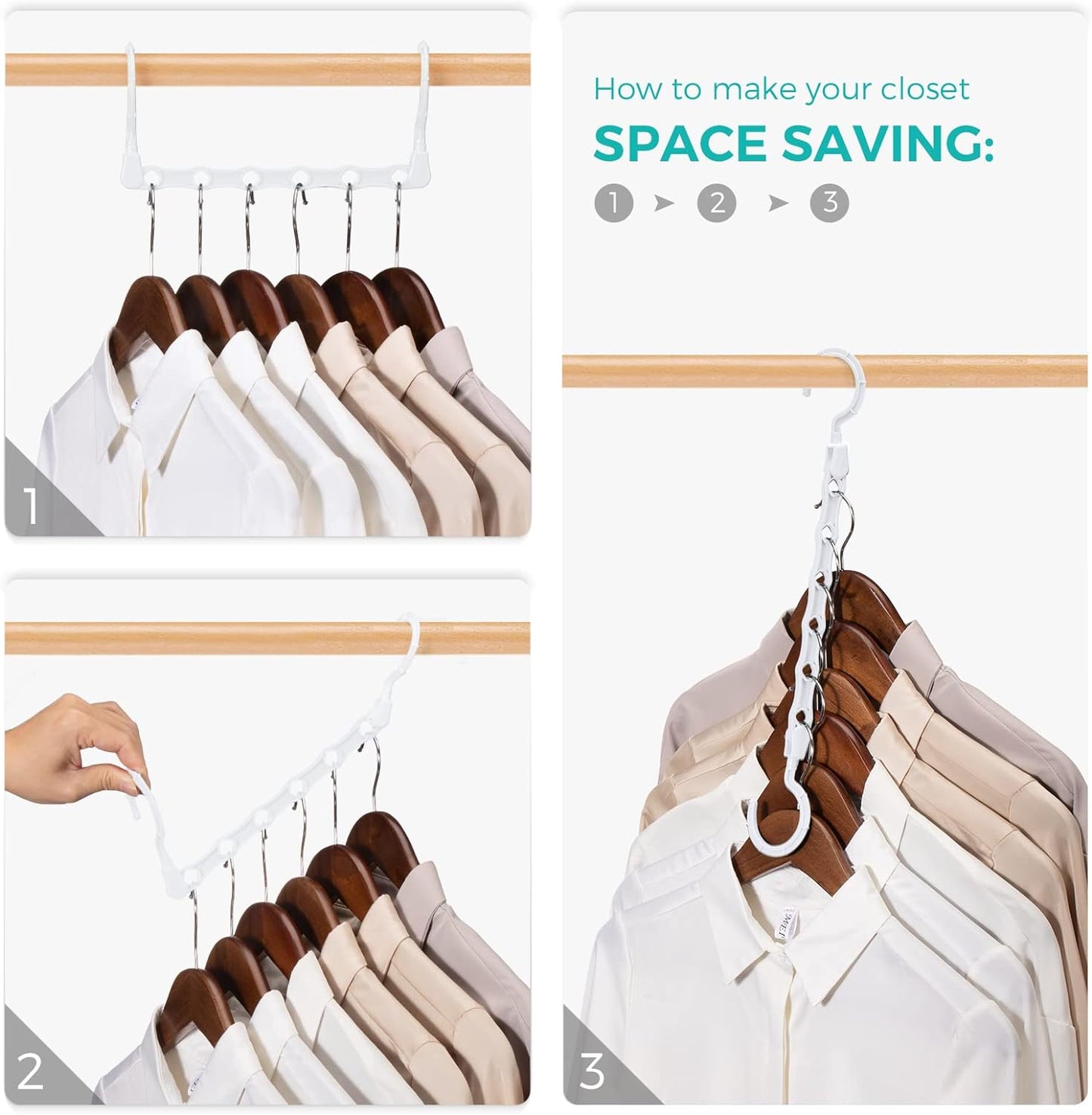 HOUSE DAY 9.5 Inch Space Saving Hangers for Clothes White 20 Pack