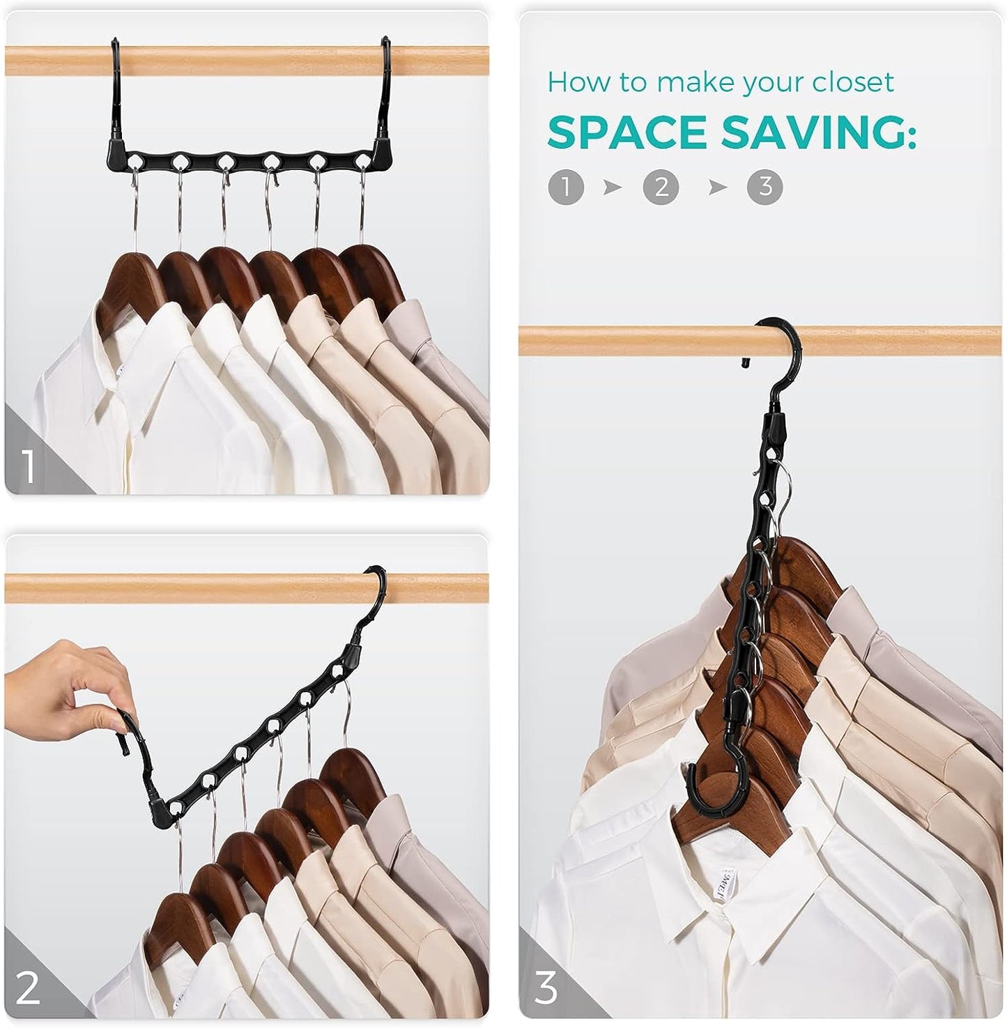 HOUSE DAY 9.5 Inch Space Saving Hangers for Clothes Black 20 Pack