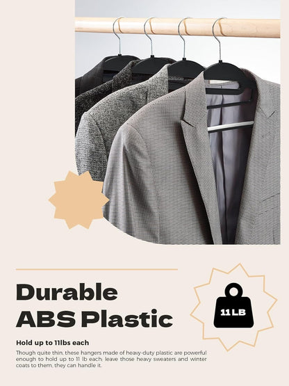HOUSE DAY Heavy Duty 16.3 inch Plastic Hangers Black + White 50 Pack