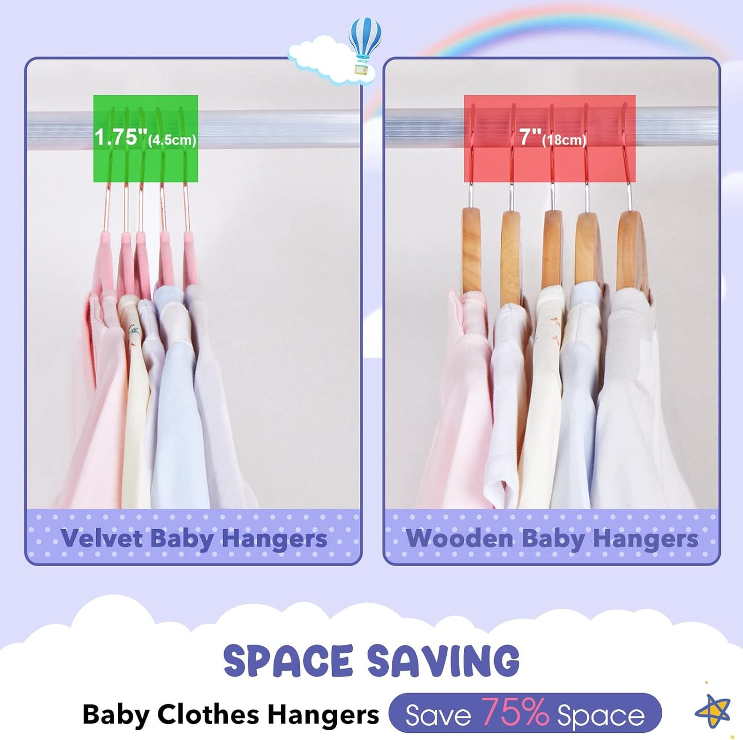 HOUSE DAY 11.8 inch Velvet Baby Hangers Pink 60 Pack