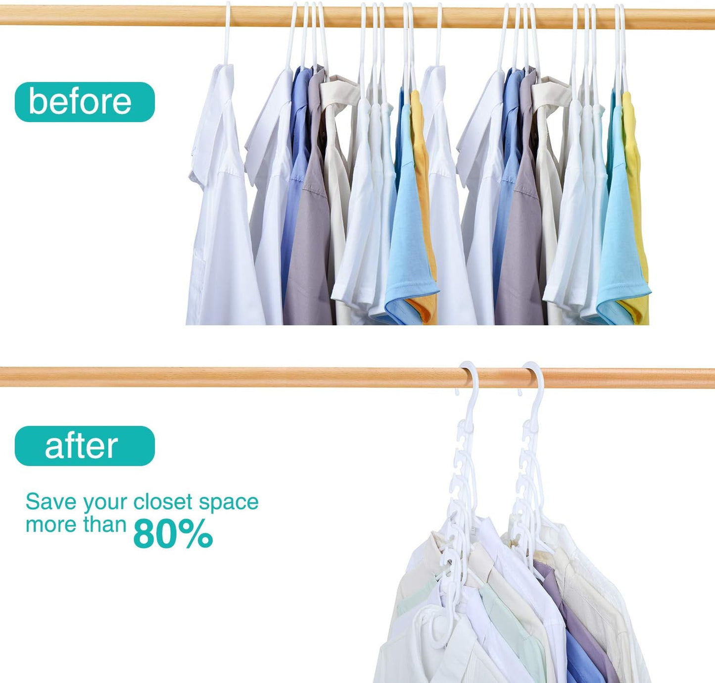 HOUSE DAY 10.6 Inch Sturdy Plastic Space Saving Hangers 20 Pack