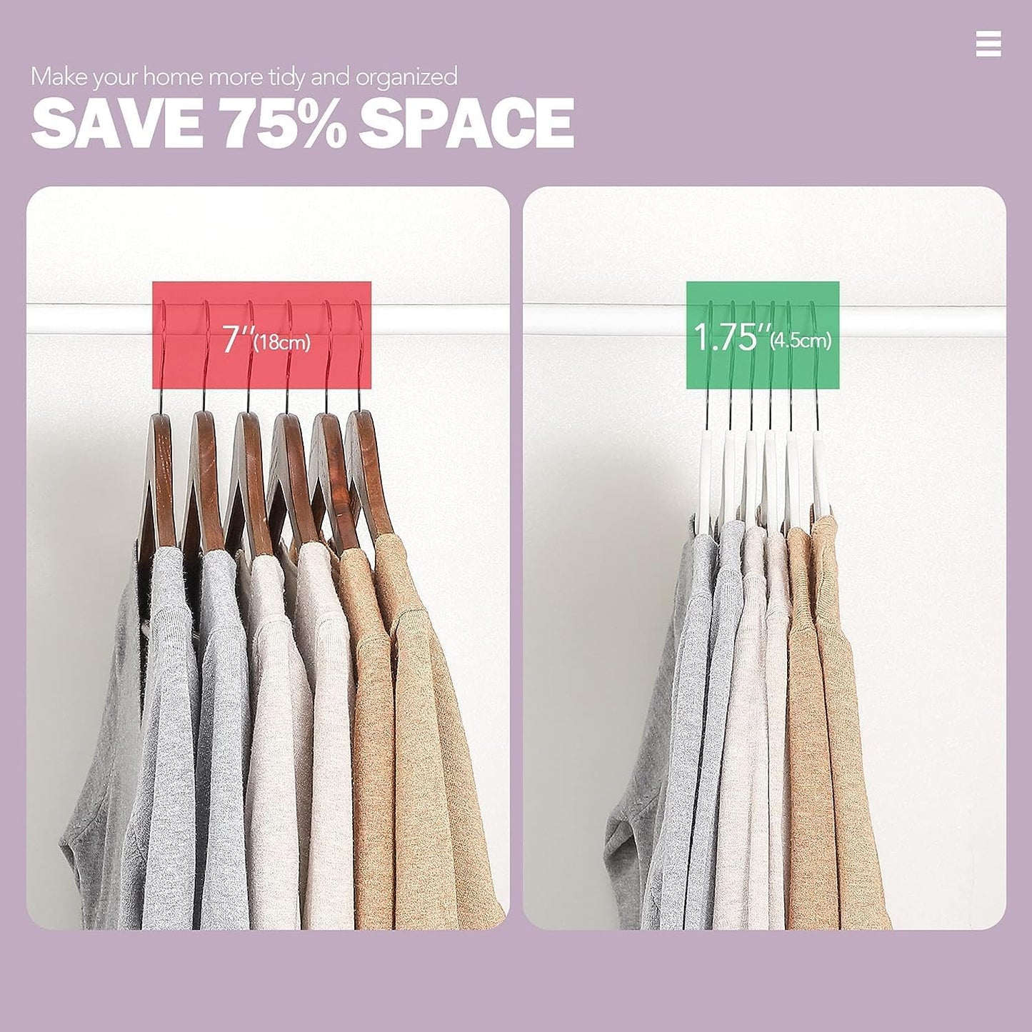 HOUSE DAY 17.5 Inch Silver Hook Velvet Hangers White 60 Pack