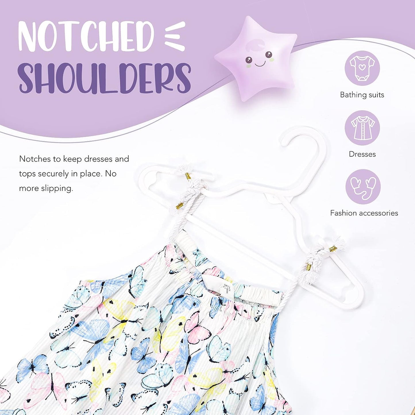 HOUSE DAY 11.7x6.5 Inch Plastic Baby Hangers for Closet White 60 Pack