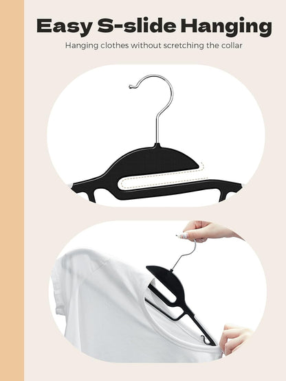 HOUSE DAY Heavy Duty 16.3 inch Plastic Hangers Black + White 50 Pack