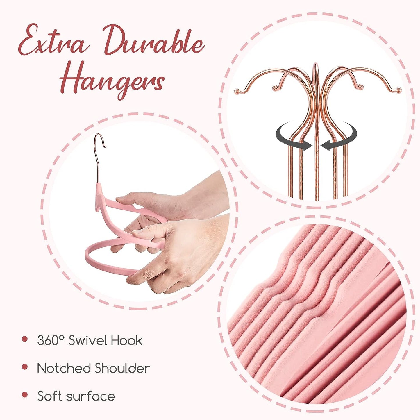 HOUSE DAY 16.5 Inch Velvet Hangers Pink 60 Pack