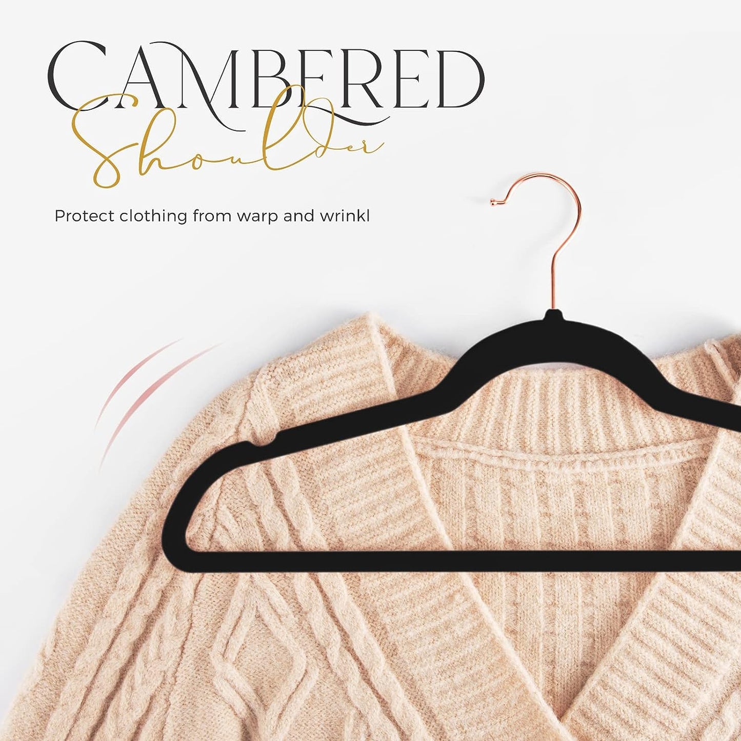 HOUSE DAY 17.5 Inch Gold Hook Velvet Hangers Black 60 Pack