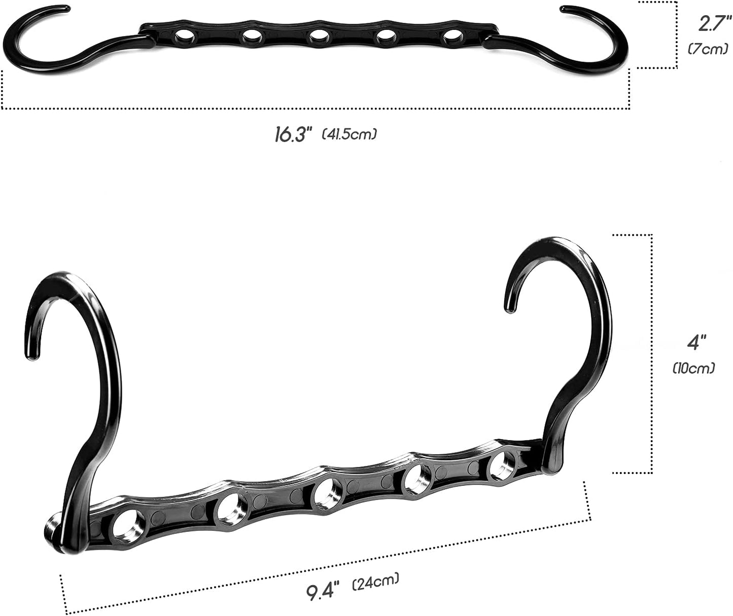 HOUSE DAY 15 Inch Plastic Hangers Space Saving Organizers Black