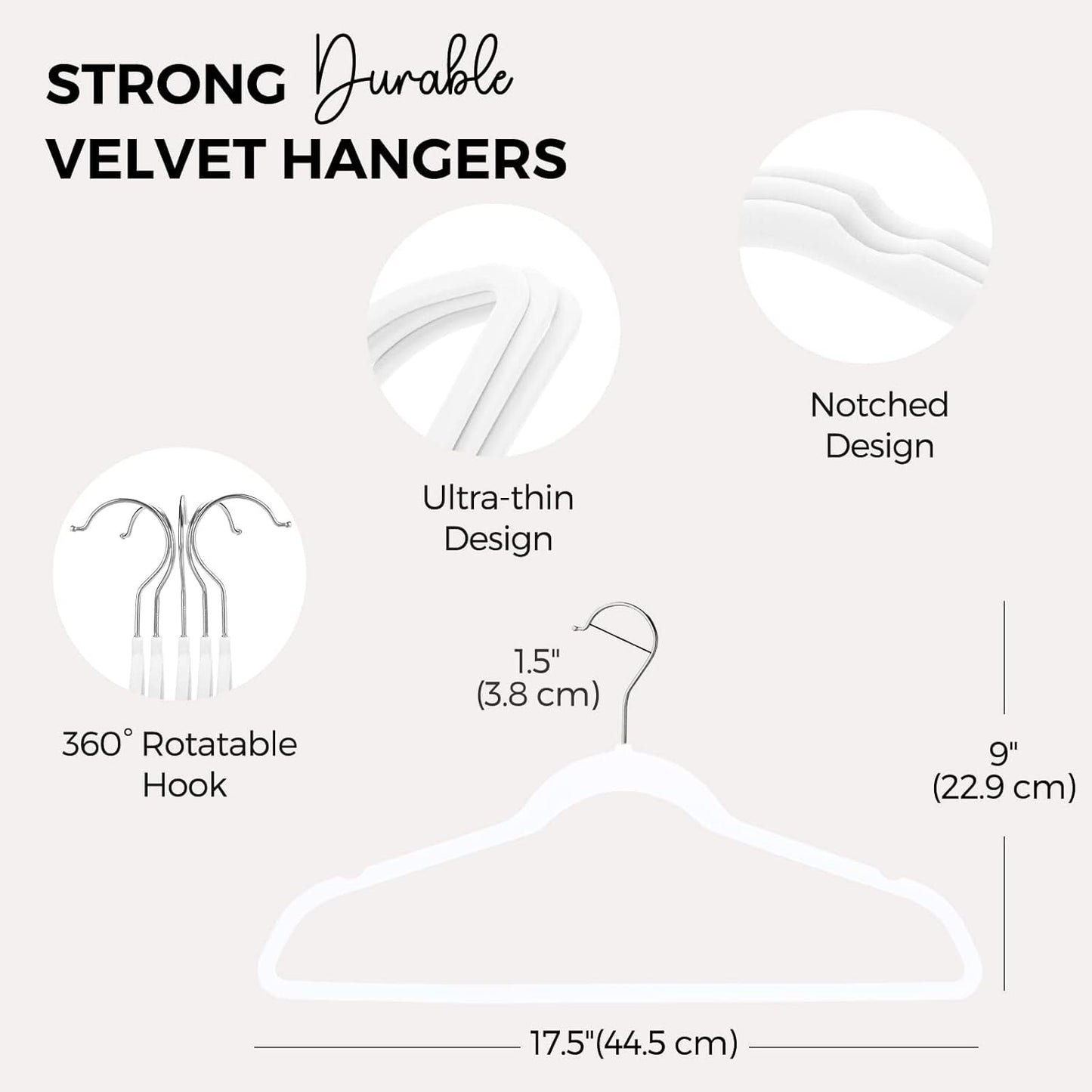 HOUSE DAY White Velvet Hangers 50 Pack