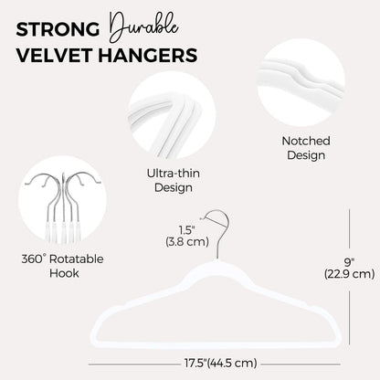 HOUSE DAY White Velvet Hangers 50 Pack